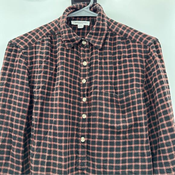 Beach Lunch Lounge Black & Coral Long Sleeve Half Button‎ Down Shirt Size S - Picture 2 of 9